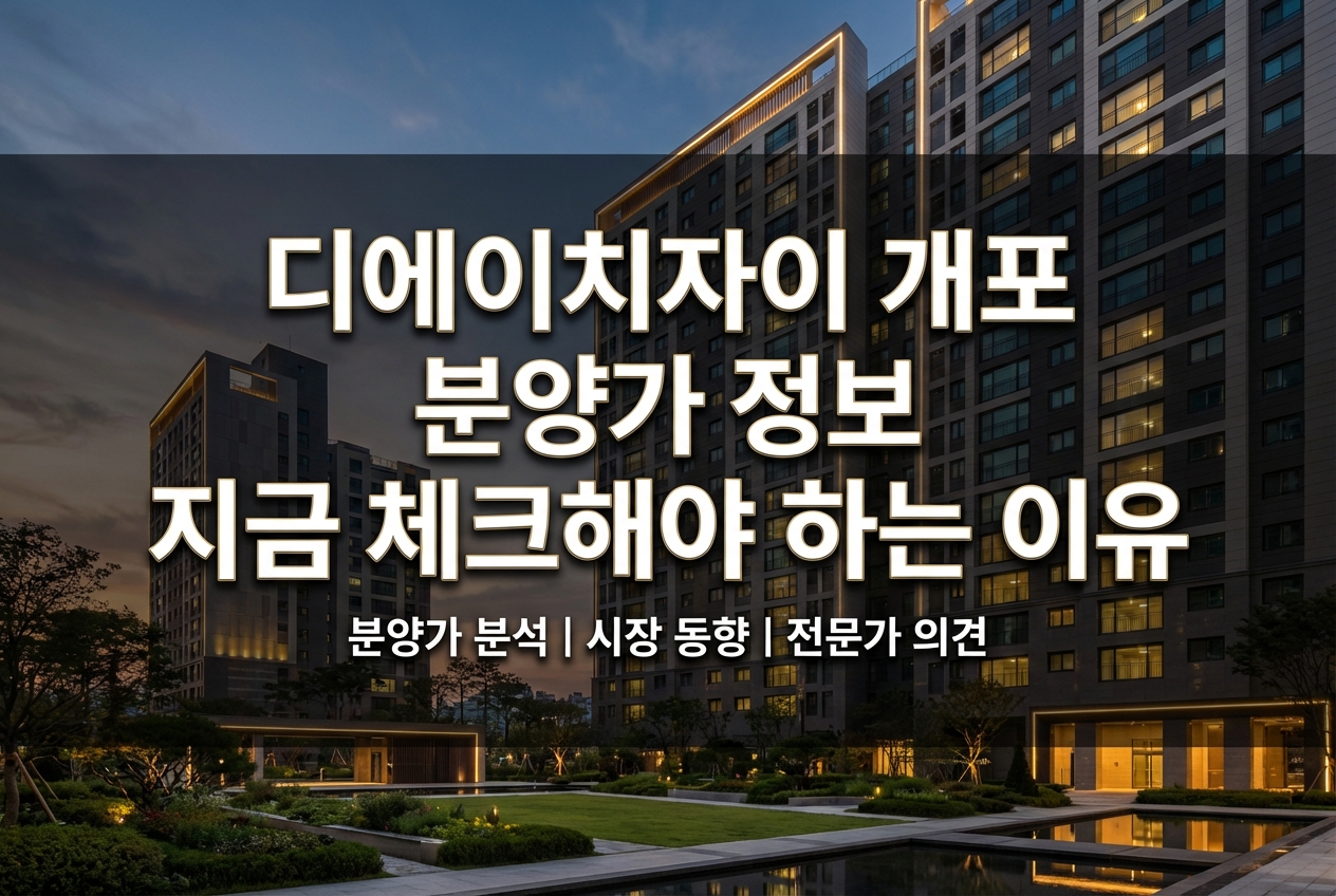 디에이치자이 개포 분양가 정보 지금 체크해야 하는 이유